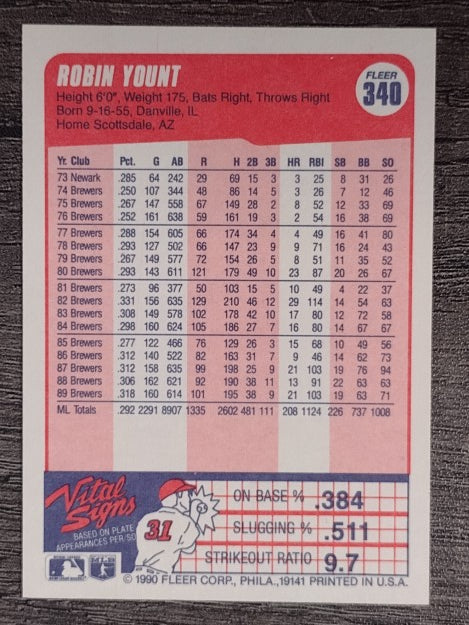 1990 Fleer #340 Robin Yount