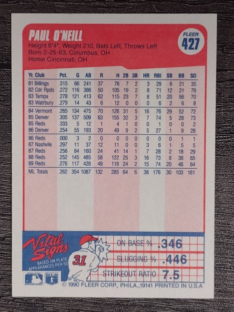 1990 Fleer #427 Paul O'Neill