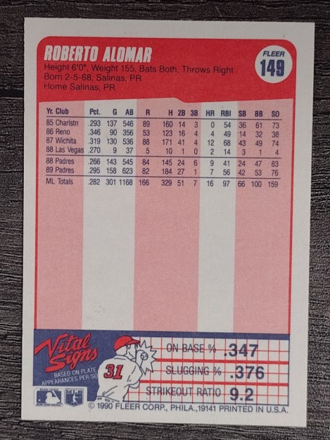 1990 Fleer #149 Roberto Alomar
