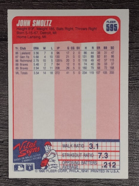 1990 Fleer #595 John Smoltz