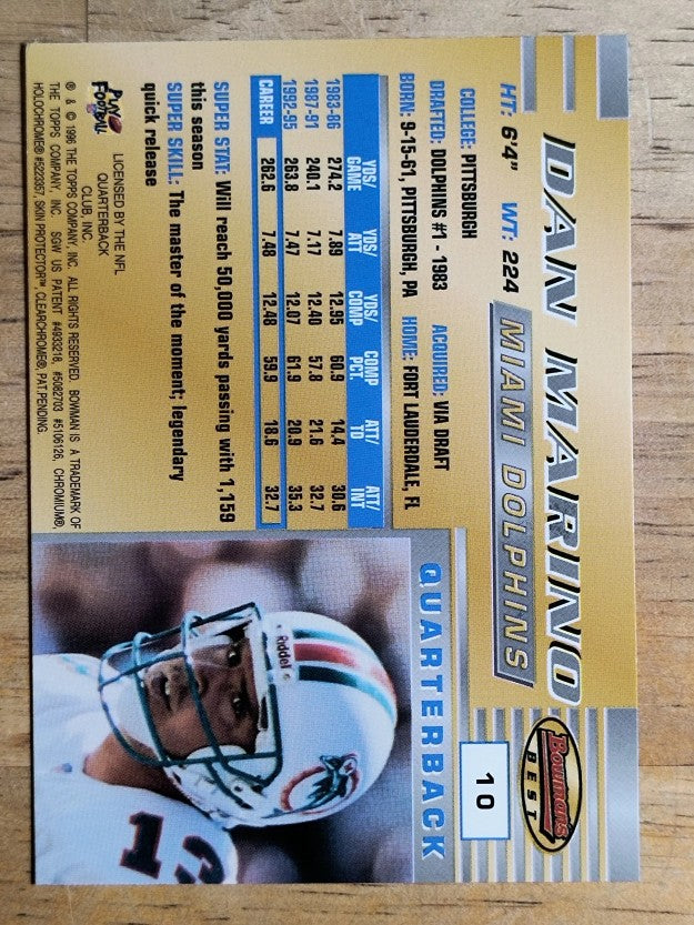 1996 Bowman's Best #10 Dan Marino