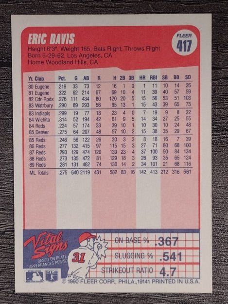 1990 Fleer #417 Eric Davis