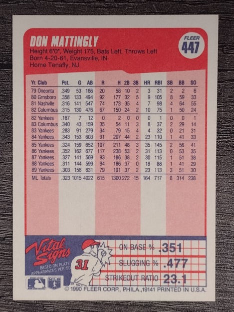 1990 Fleer #447 Don Mattingly