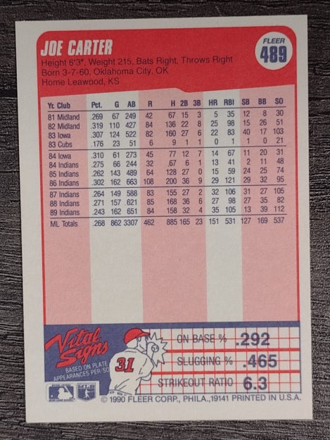1990 Fleer #489 Joe Carter