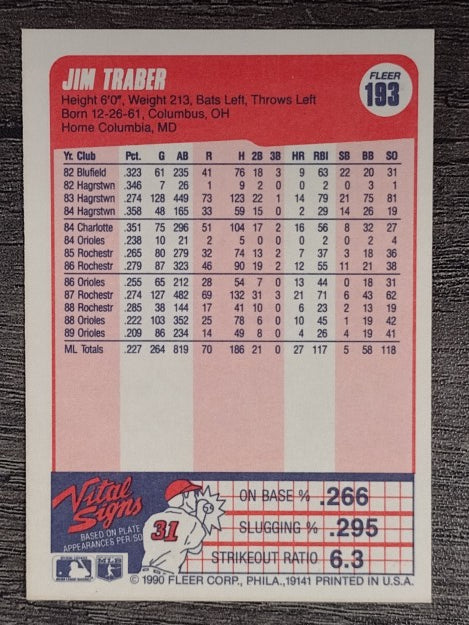 1990 Fleer #193 Jim Traber