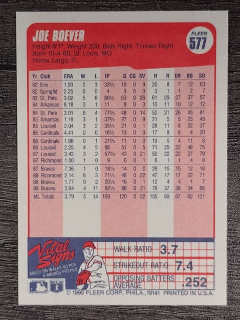 1990 Fleer #577 Joe Boever