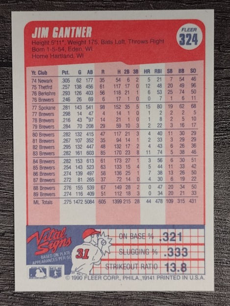 1990 Fleer #324 Jim Gantner