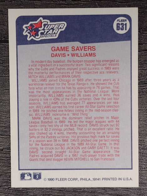 1990 Fleer #631 Mark Davis/Mitch Williams