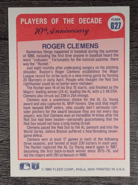 1990 Fleer #627 Roger Clemens '86