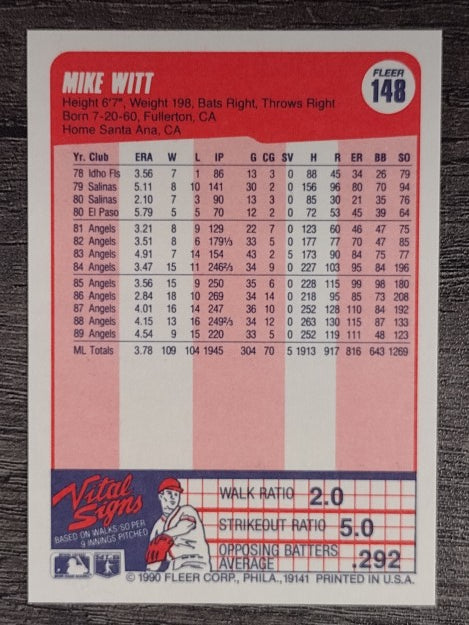1990 Fleer #148 Mike Witt
