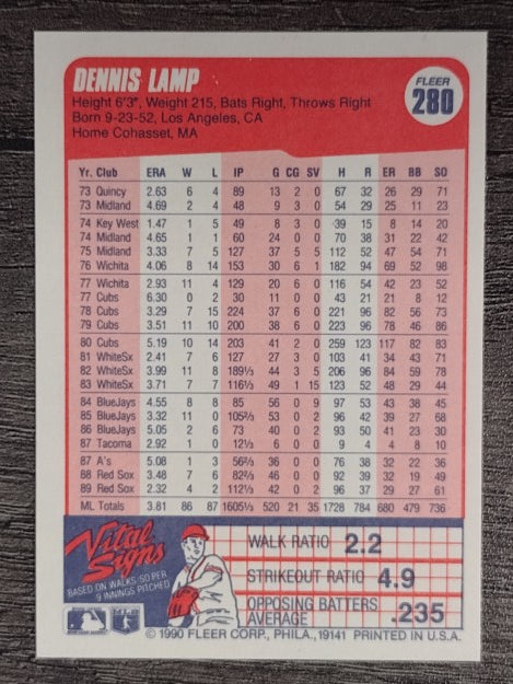 1990 Fleer #280 Dennis Lamp