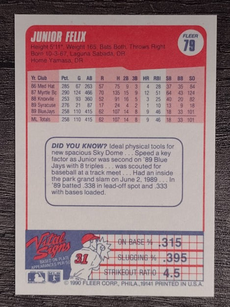 1990 Fleer #79 Junior Felix