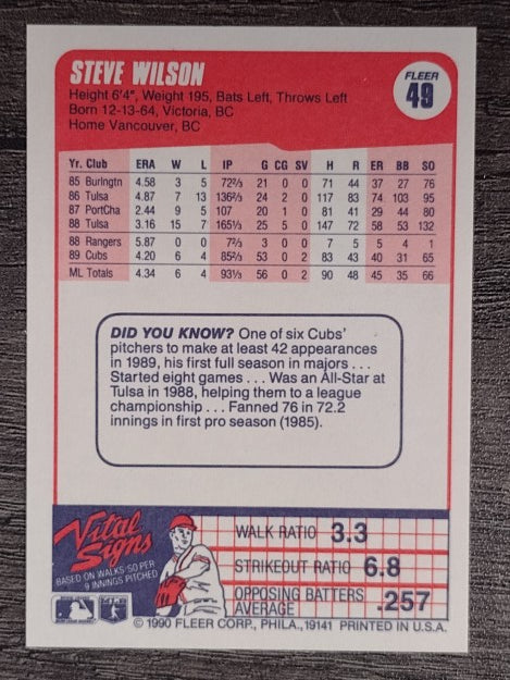 1990 Fleer #49 Steve Wilson