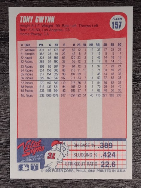 1990 Fleer #157 Tony Gwynn