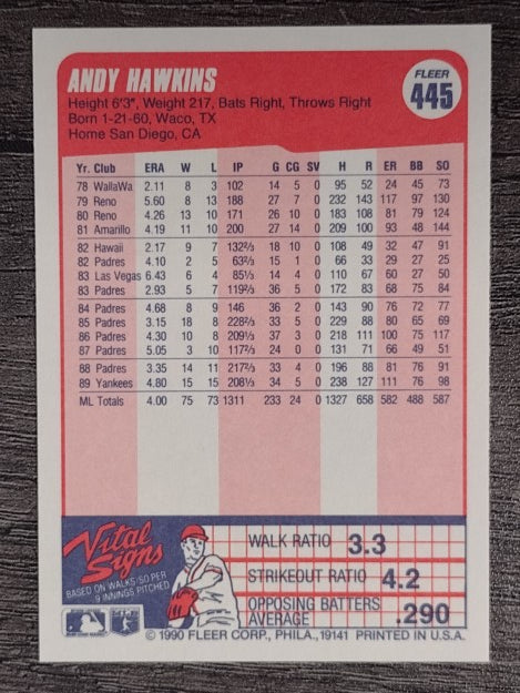 1990 Fleer #445 Andy Hawkins