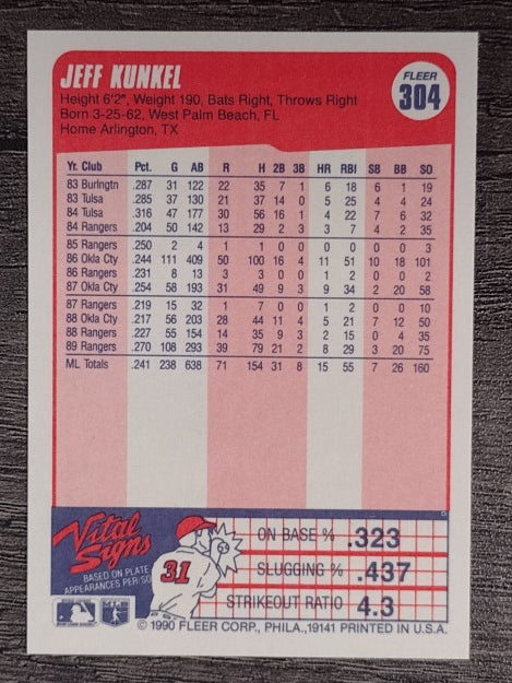 1990 Fleer #304 Jeff Kunkel