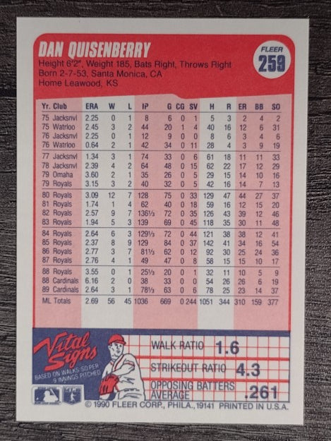 1990 Fleer #259 Dan Quisenberry