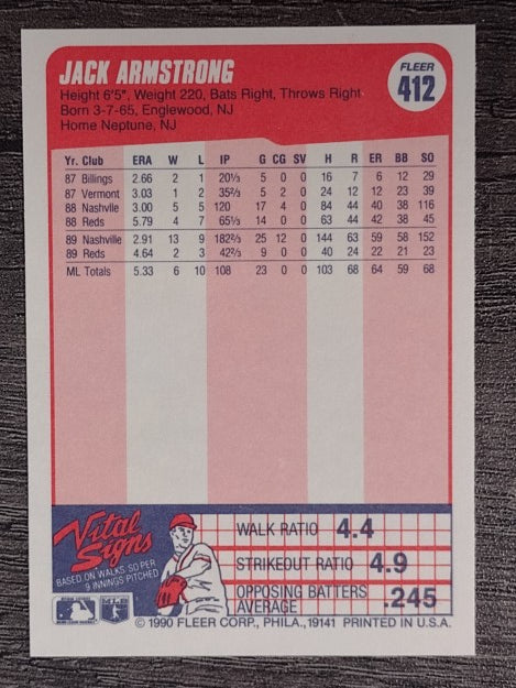 1990 Fleer #412 Jack Armstrong