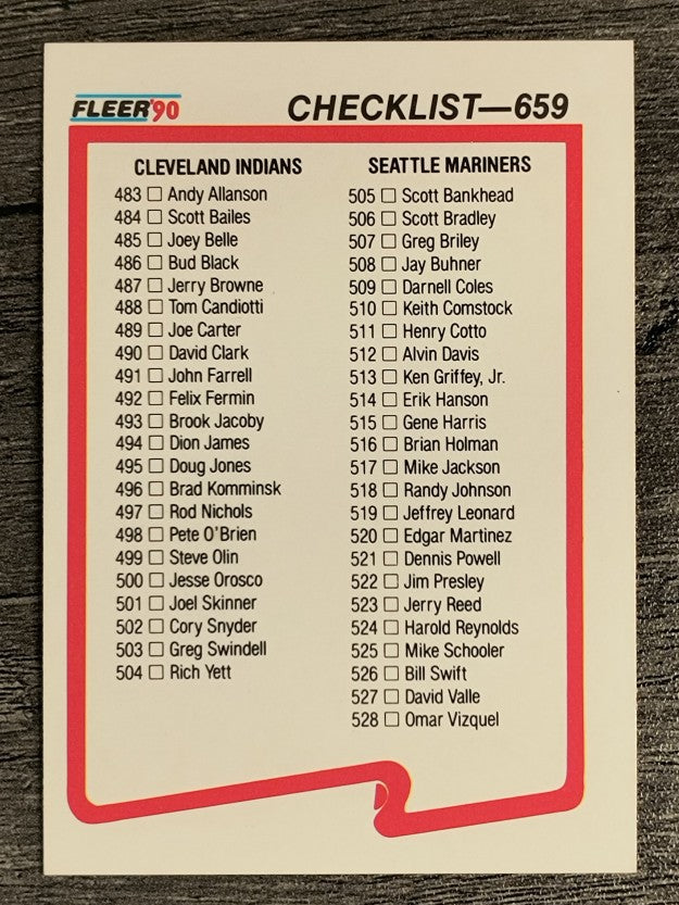 1990 Fleer #659 CL: Indians/Mariners/White Sox/Phillies