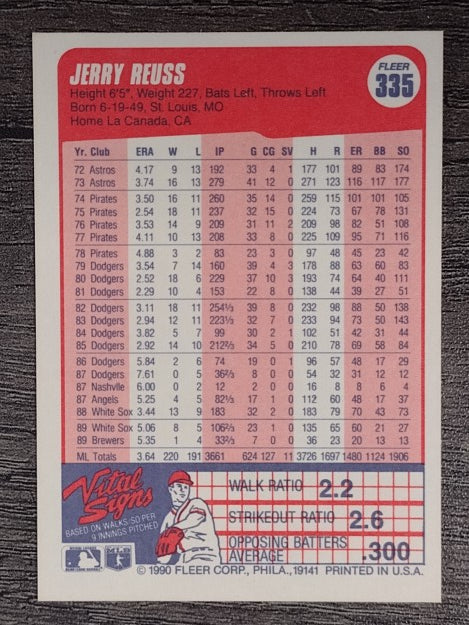 1990 Fleer #335 Jerry Reuss