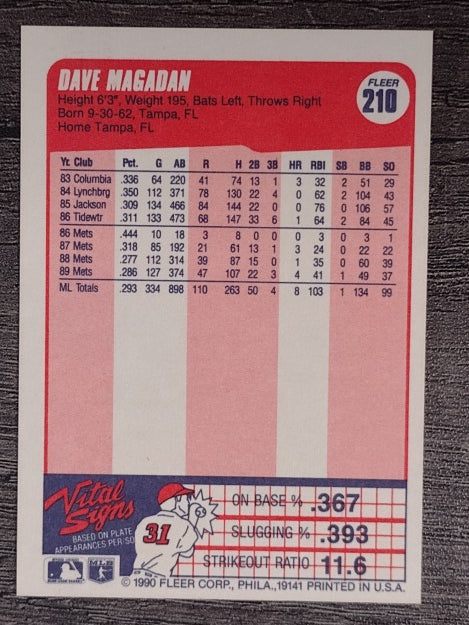 1990 Fleer #210 Dave Magadan