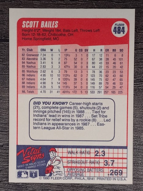 1990 Fleer #484 Scott Bailes