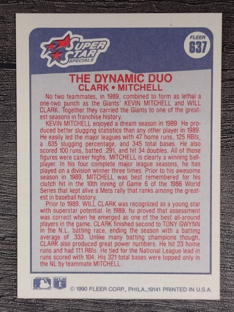 1990 Fleer #637 Will Clark/Kevin Mitchell