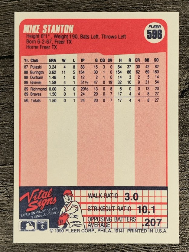 1990 Fleer #596 Mike Stanton RC