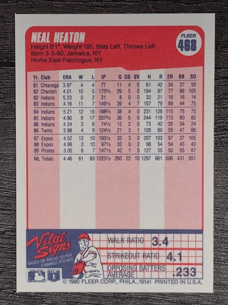 1990 Fleer #468 Neal Heaton