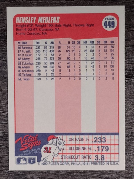 1990 Fleer #449 Hensley Meulens