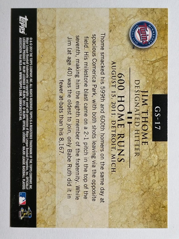 2012 Topps Gold Standard #GS17 Jim Thome