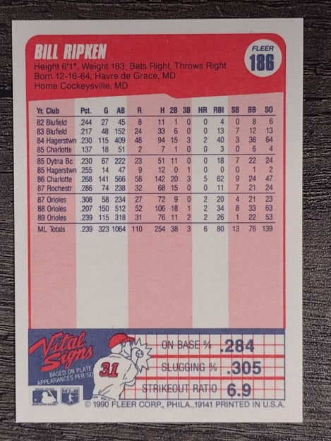 1990 Fleer #186 Bill Ripken
