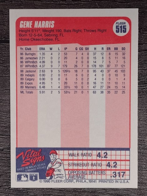 1990 Fleer #515 Gene Harris