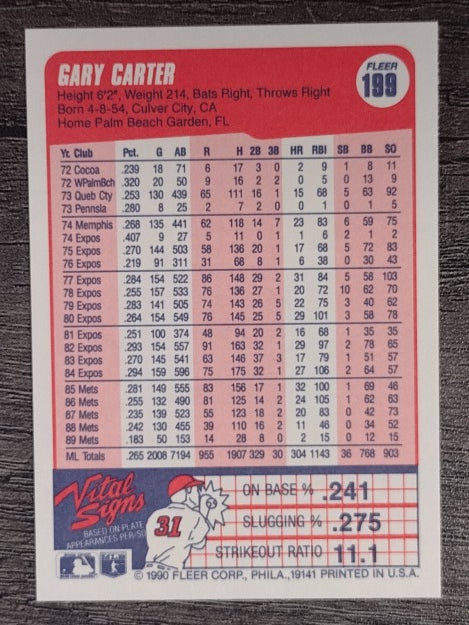 1990 Fleer #199 Gary Carter