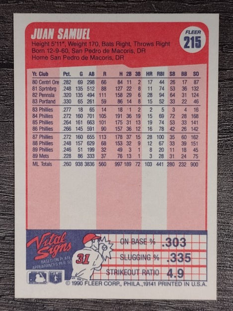 1990 Fleer #215 Juan Samuel