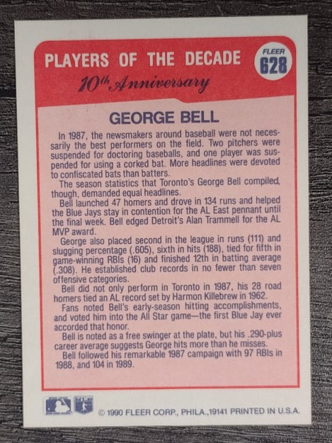 1990 Fleer #628 George Bell '87
