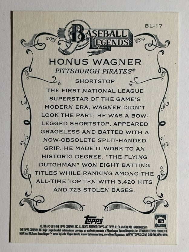 2016 Topps Allen and Ginter Baseball Legends #BL17 Honus Wagner