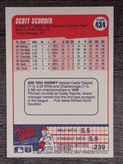 1990 Fleer #434 Scott Scudder