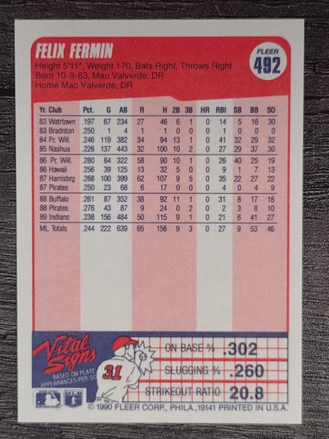 1990 Fleer #492 Felix Fermin