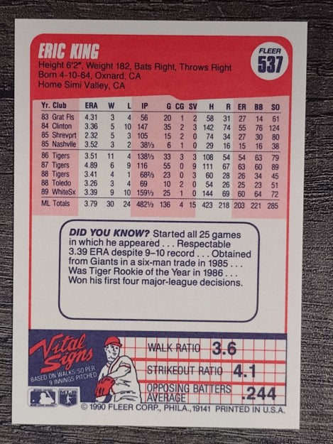 1990 Fleer #537 Eric King