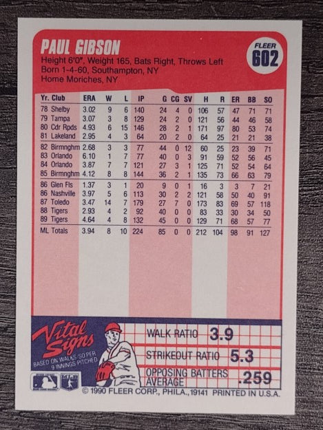1990 Fleer #602 Paul Gibson
