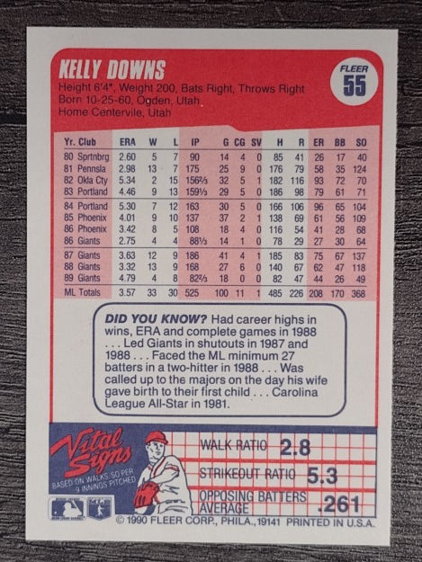 1990 Fleer #55 Kelly Downs