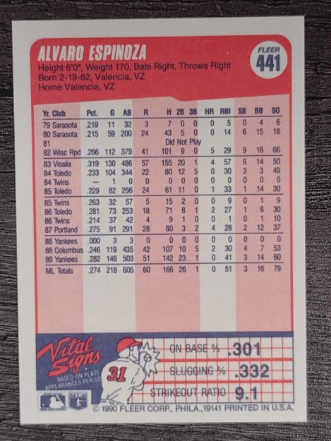 1990 Fleer #441 Alvaro Espinoza