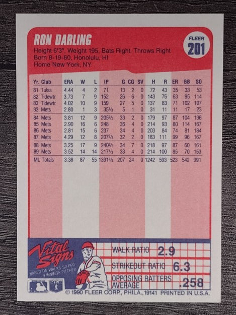 1990 Fleer #201 Ron Darling