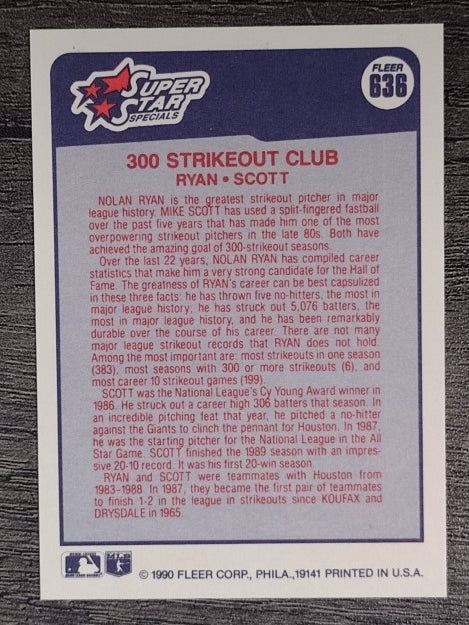 1990 Fleer #636 Nolan Ryan/Mike Scott