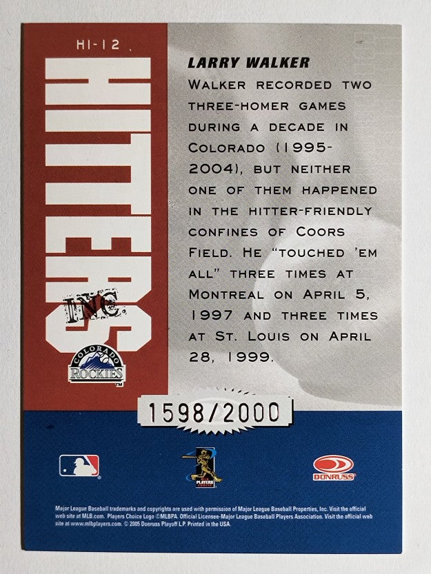 2005 Leather and Lumber Hitters Inc. #12 Larry Walker