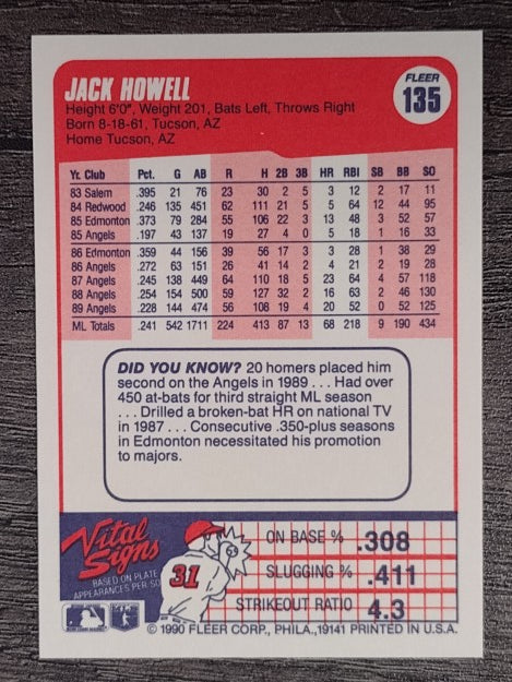1990 Fleer #135 Jack Howell