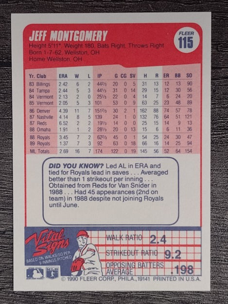 1990 Fleer #115 Jeff Montgomery