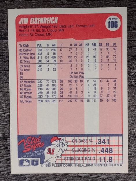 1990 Fleer #106 Jim Eisenreich