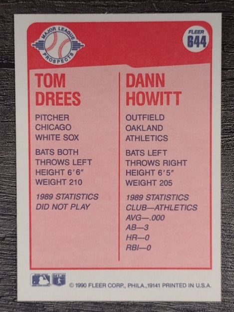 1990 Fleer #644 Tom Drees RC/Dann Howitt RC